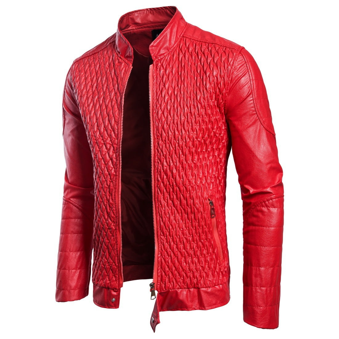 Long Sleeve Zipper Cardigan Jacket Leather Jacket Leather Coat apparels & accessories