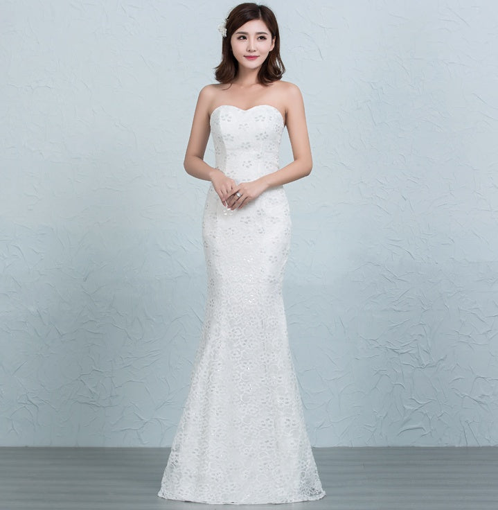 Sequined lace waist fishtail wedding dress apparel & accessories