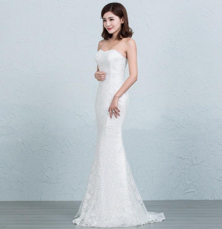 Sequined lace waist fishtail wedding dress apparel & accessories