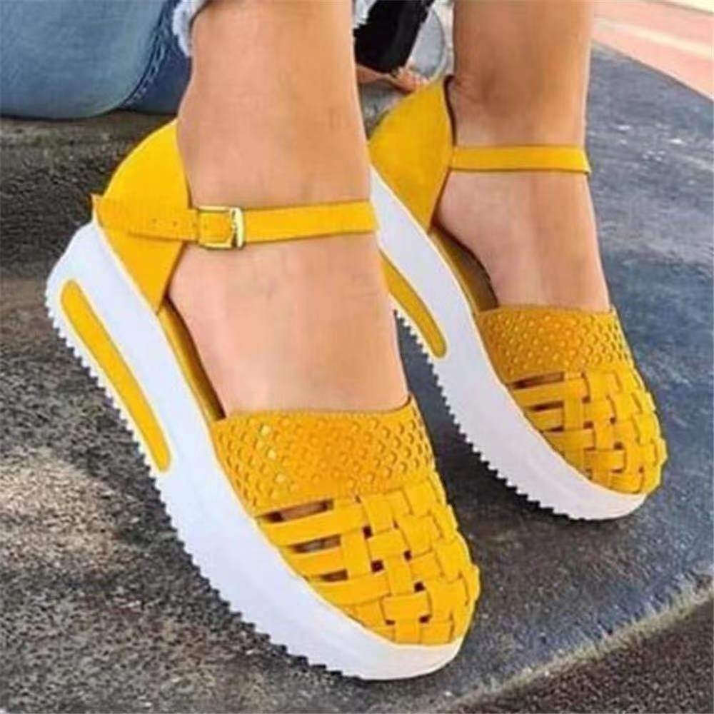 Summer New Fashion Word Buckle With Thick Bottom Toe Cap Sandals For Women Shoes & Bags