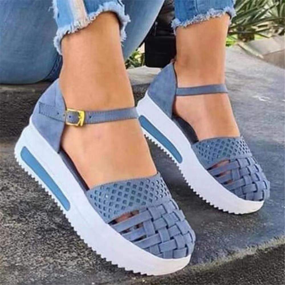 Summer New Fashion Word Buckle With Thick Bottom Toe Cap Sandals For Women Shoes & Bags