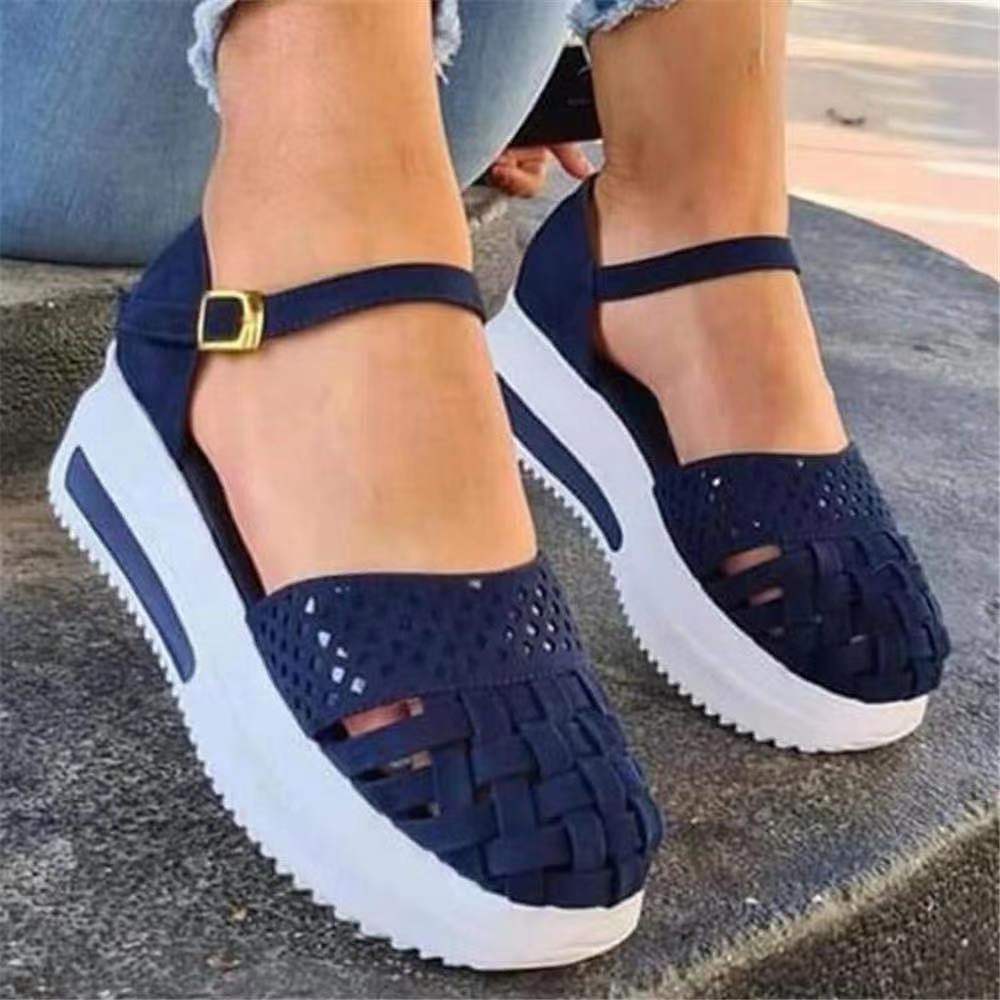 Summer New Fashion Word Buckle With Thick Bottom Toe Cap Sandals For Women Shoes & Bags