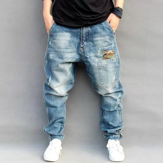 Street Style Denim Harem Pants men's clothing