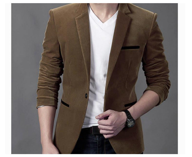 Men's Casual Suit Slim Corduroy Suit T-Shirt