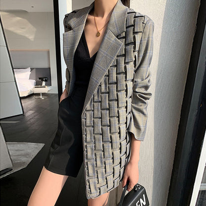 Women's Retro Plaid Suit Jacket apparels & accessories