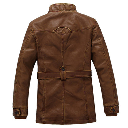 Men'S Leather Jacket Thickened And Velvet Autumn And Winter Models apparels & accessories