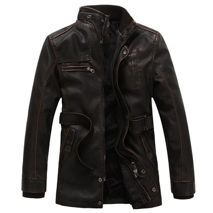 Men'S Leather Jacket Thickened And Velvet Autumn And Winter Models apparels & accessories