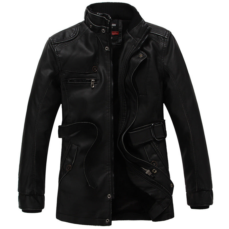 Men'S Leather Jacket Thickened And Velvet Autumn And Winter Models apparels & accessories