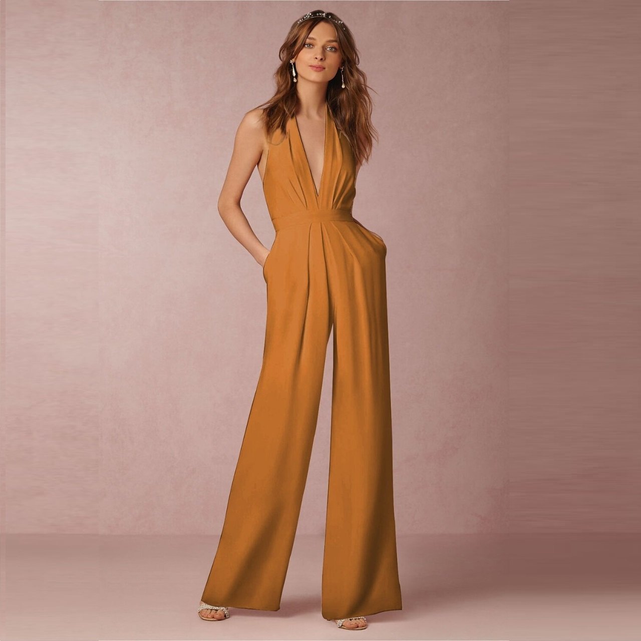 Sleeveless halter jumpsuit apparel & accessories