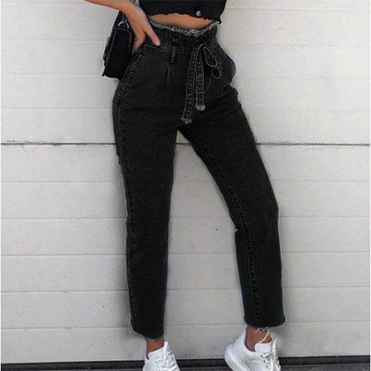 Women's Jeans Flower Bud High-Rise Frayed Lace-Up Jeans apparel & accessories