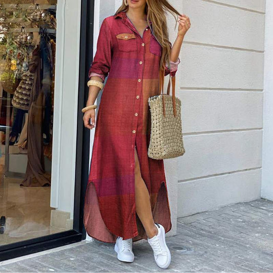 Fashion Long Sleeve Shirt Dress Printed apparels & accessories