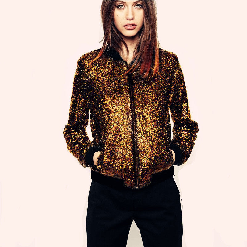 Sports Style Full Sequin Baseball Uniform Jacket apparels & accessories