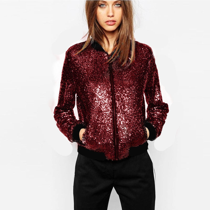 Sports Style Full Sequin Baseball Uniform Jacket apparels & accessories