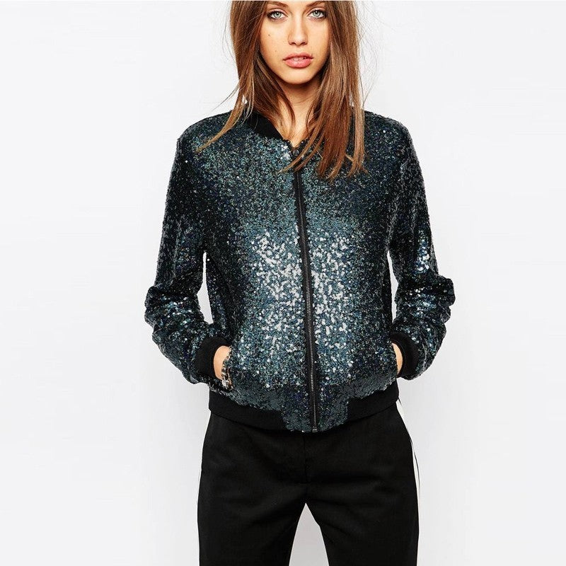 Sports Style Full Sequin Baseball Uniform Jacket apparels & accessories