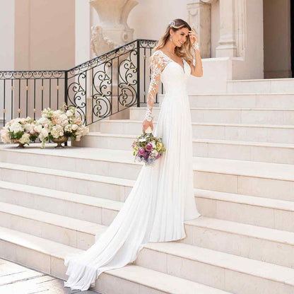 Sexy Backless Deep V-neck Wedding Dress apparel & accessories