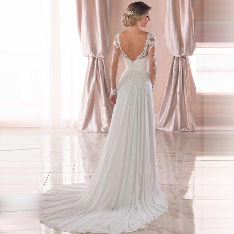 Sexy Backless Deep V-neck Wedding Dress Women apparel & accessories