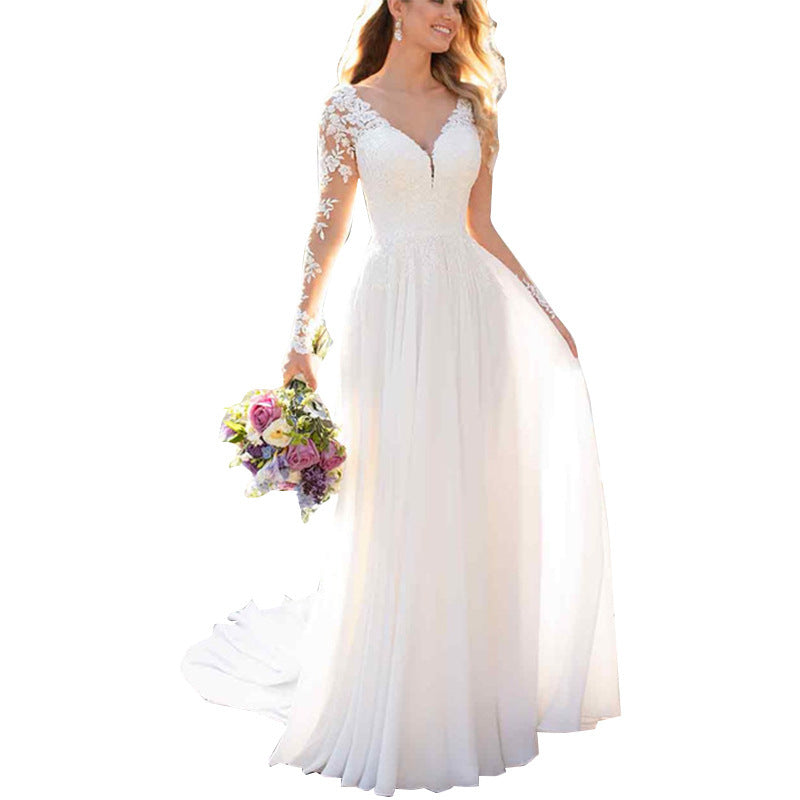 Sexy Backless Deep V-neck Wedding Dress apparel & accessories