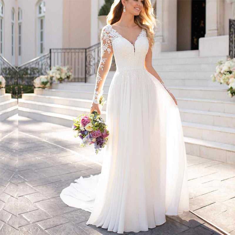 Sexy Backless Deep V-neck Wedding Dress Women apparel & accessories