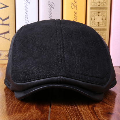 Leather Sheepskin Ear Protection Suede Beret apparels & accessories