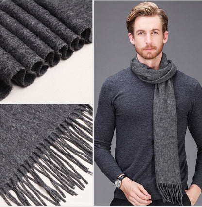 High-end brand winter cashmere scarf Men and women with pure wool warm retro thickened long collar Men's Scarves