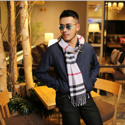 Men's Scarf Super Authentic British Check Warm Wai Men's Scarves