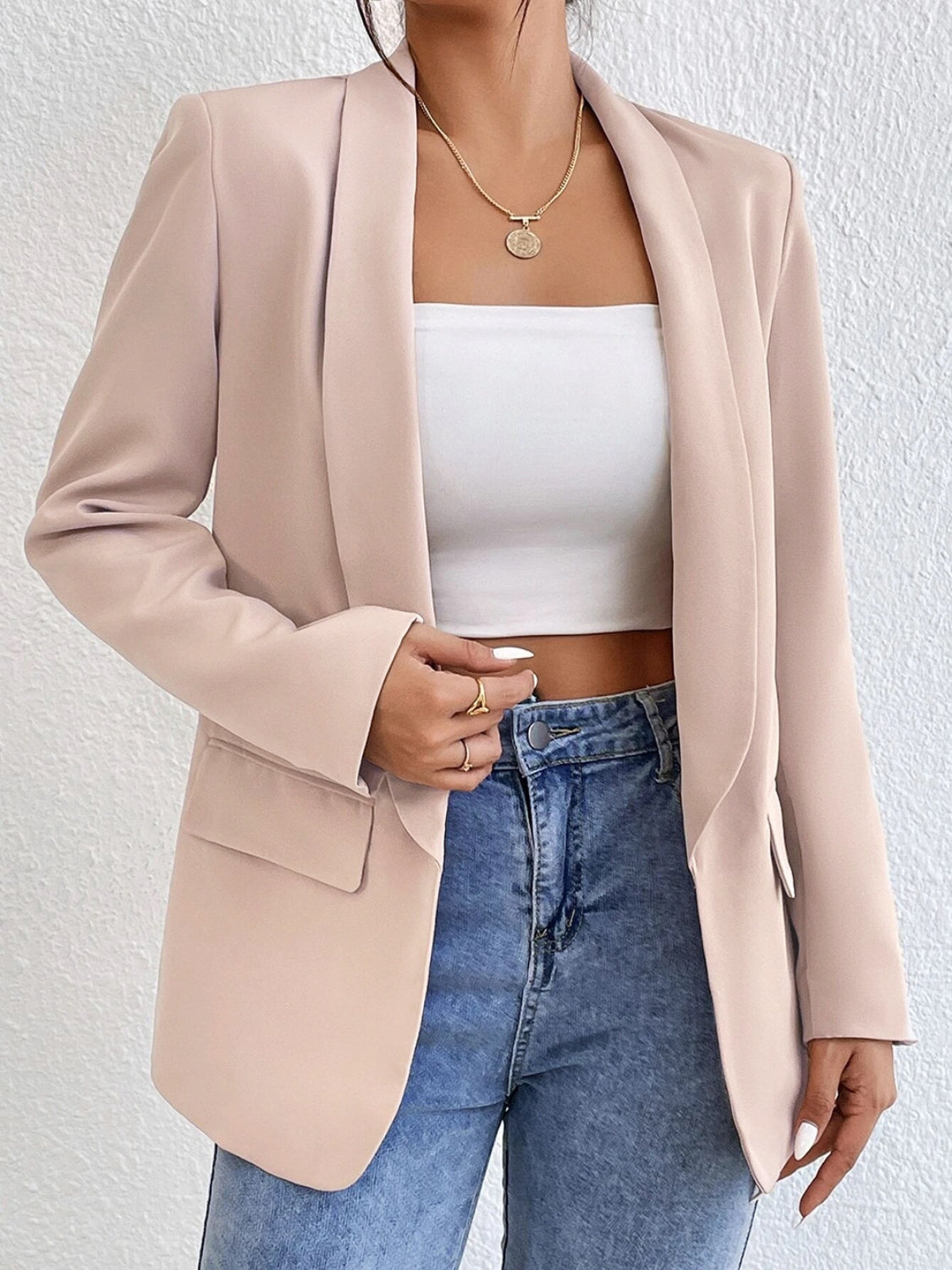 Shawl Collar Long Sleeve Blazer Accessories for women