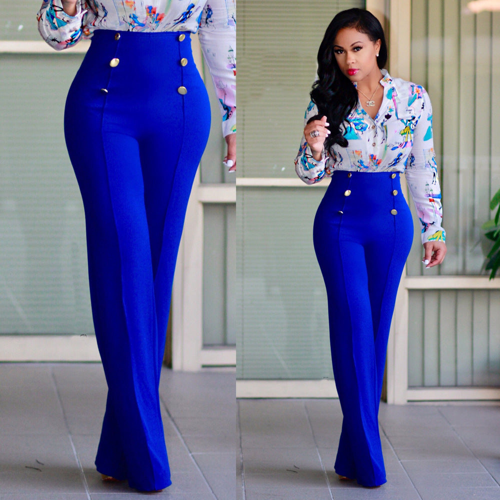 Stylish Slim Personality Double-Breasted Flared Trousers apparel & accessories