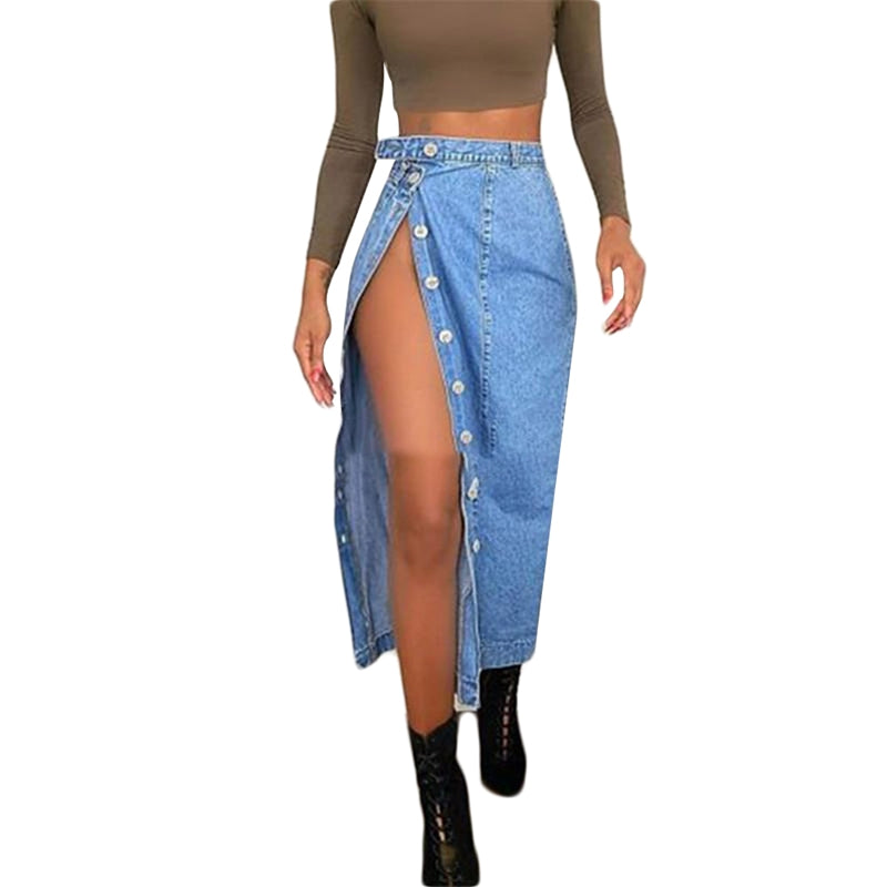 European and American casual denim skirt split hip skirt apparel & accessories