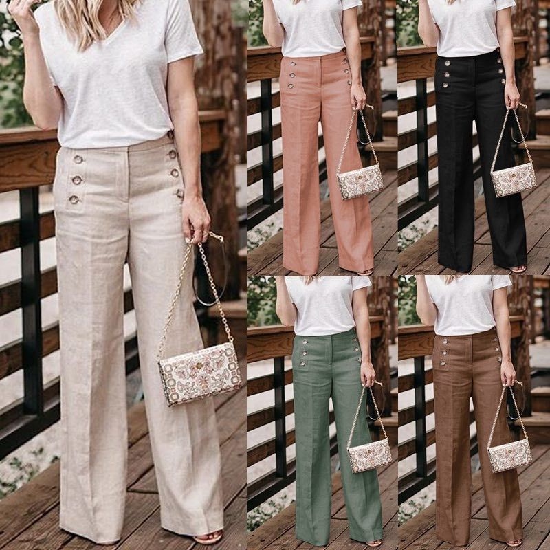 Button wide leg pants apparel & accessories