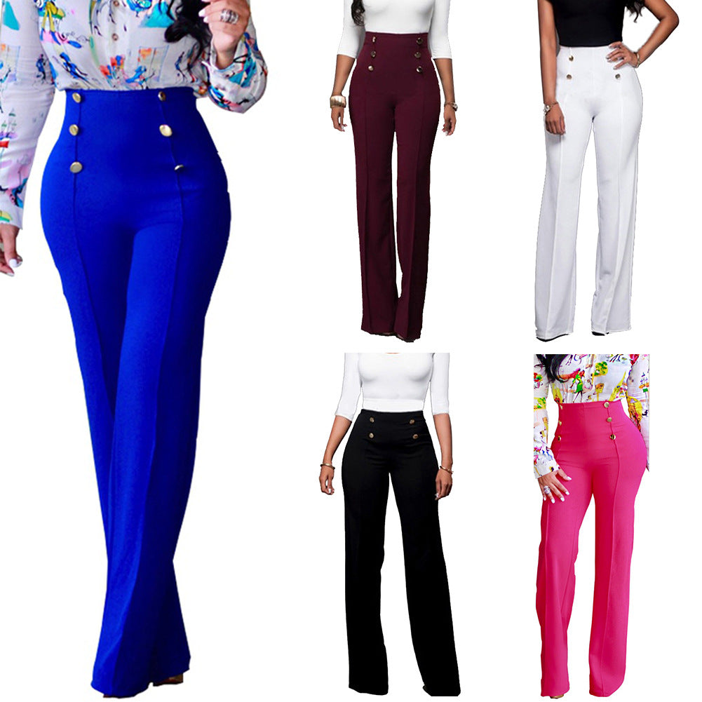 Stylish Slim Personality Double-Breasted Flared Trousers apparel & accessories