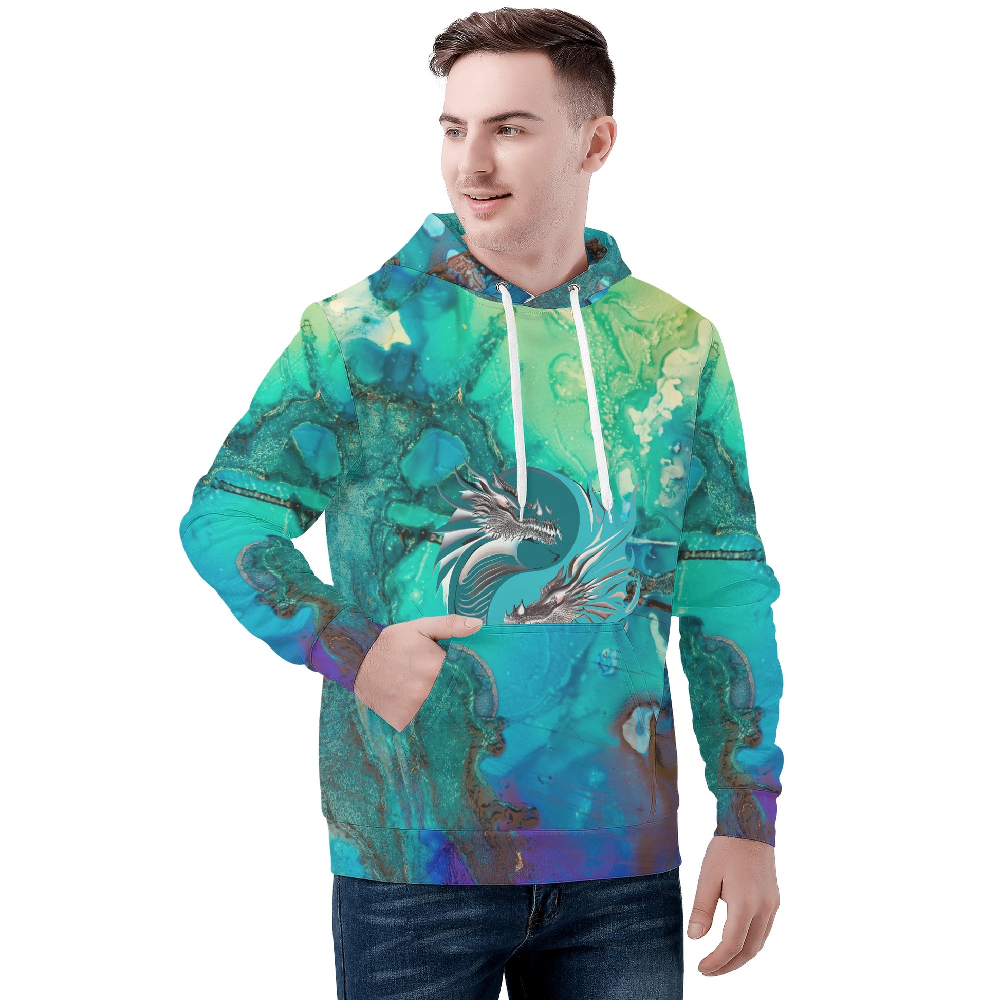 Mens Abstract art Print Basic Hoodie 