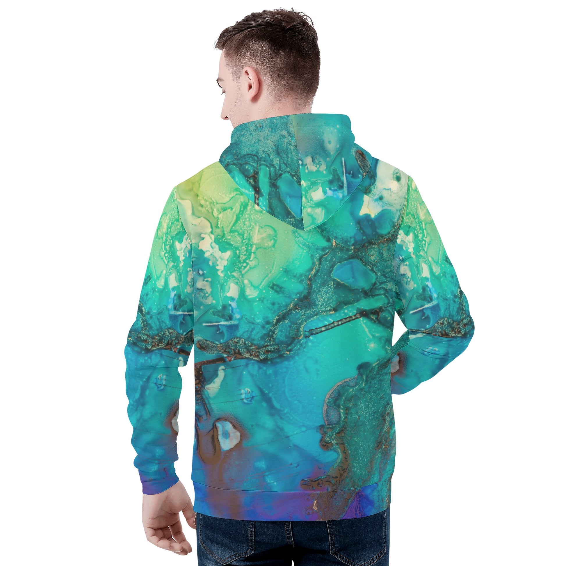 Mens Abstract art Print Basic Hoodie 