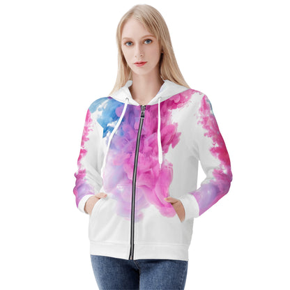 Womens Printed Zip Up Hoodie 