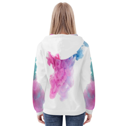 Womens Printed Zip Up Hoodie 