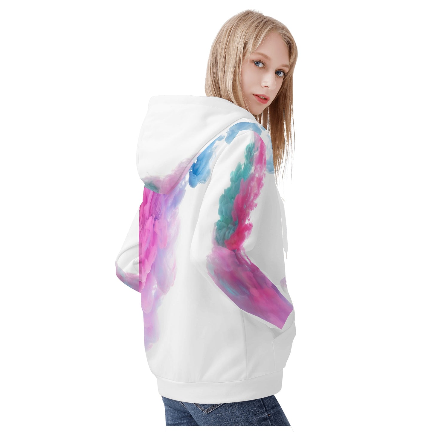 Womens Printed Zip Up Hoodie 