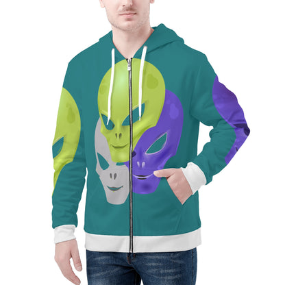 Mens Alien Print Classic Zip Hoodie 