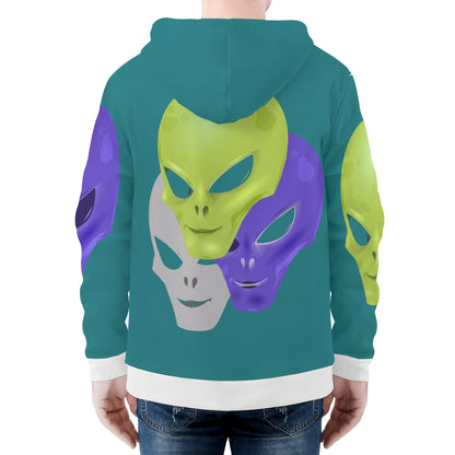 Mens Alien Print Classic Zip Hoodie 