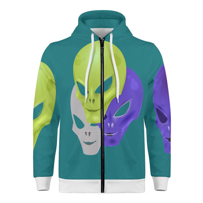 Mens Alien Print Classic Zip Hoodie 