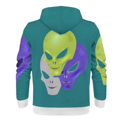 Mens Alien Print Classic Zip Hoodie 