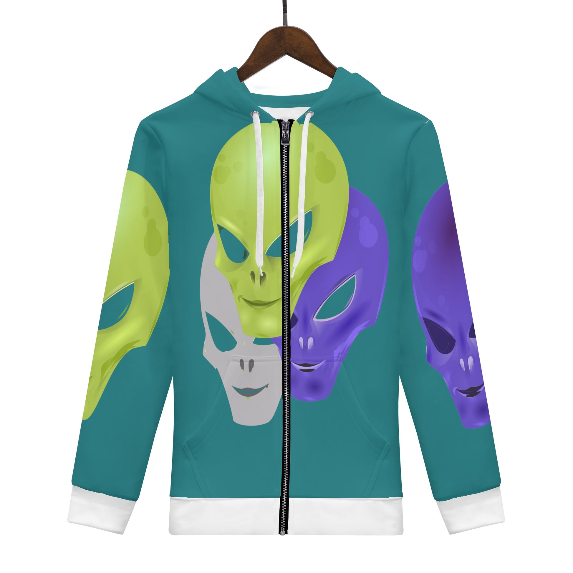 Mens Alien Print Classic Zip Hoodie 