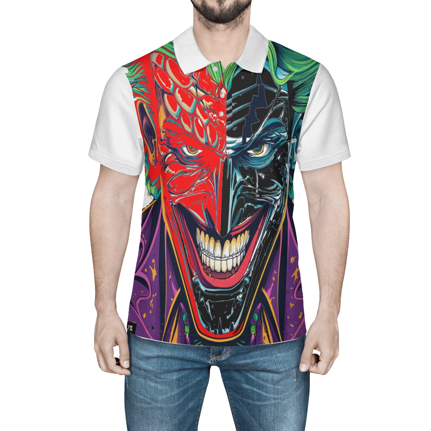 Mens Joker Print Polo Shirt 