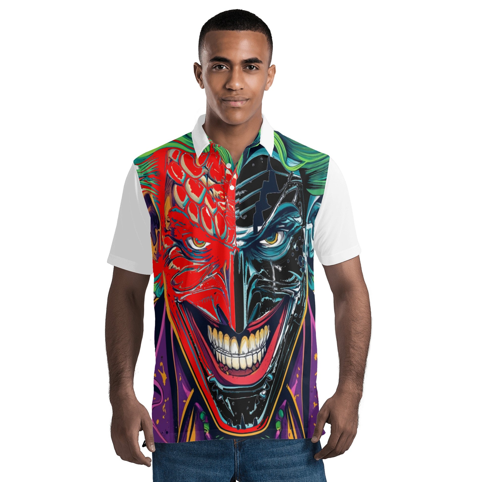 Mens Joker Print Polo Shirt 