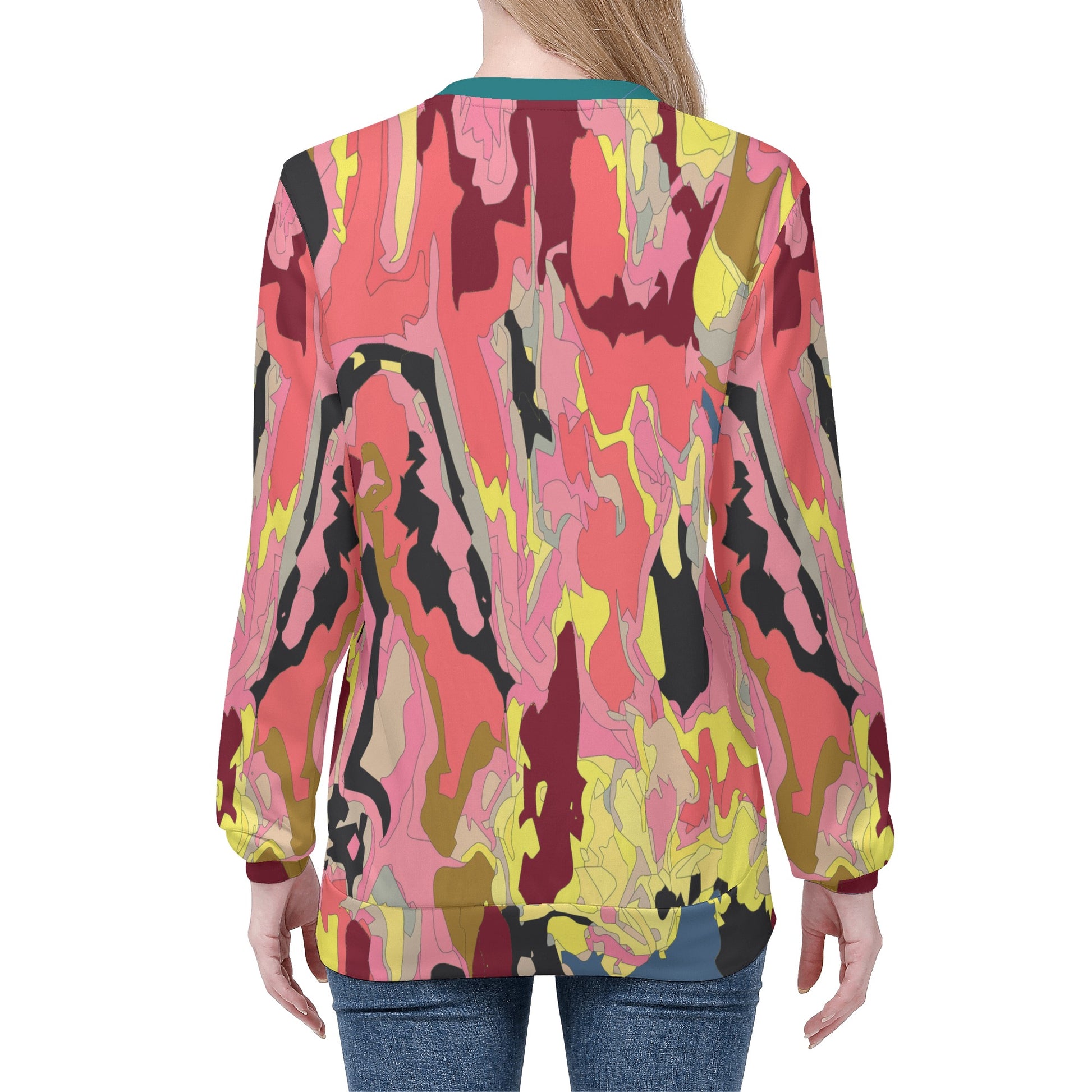 Womens Printed Pull Over Sweatshirt 