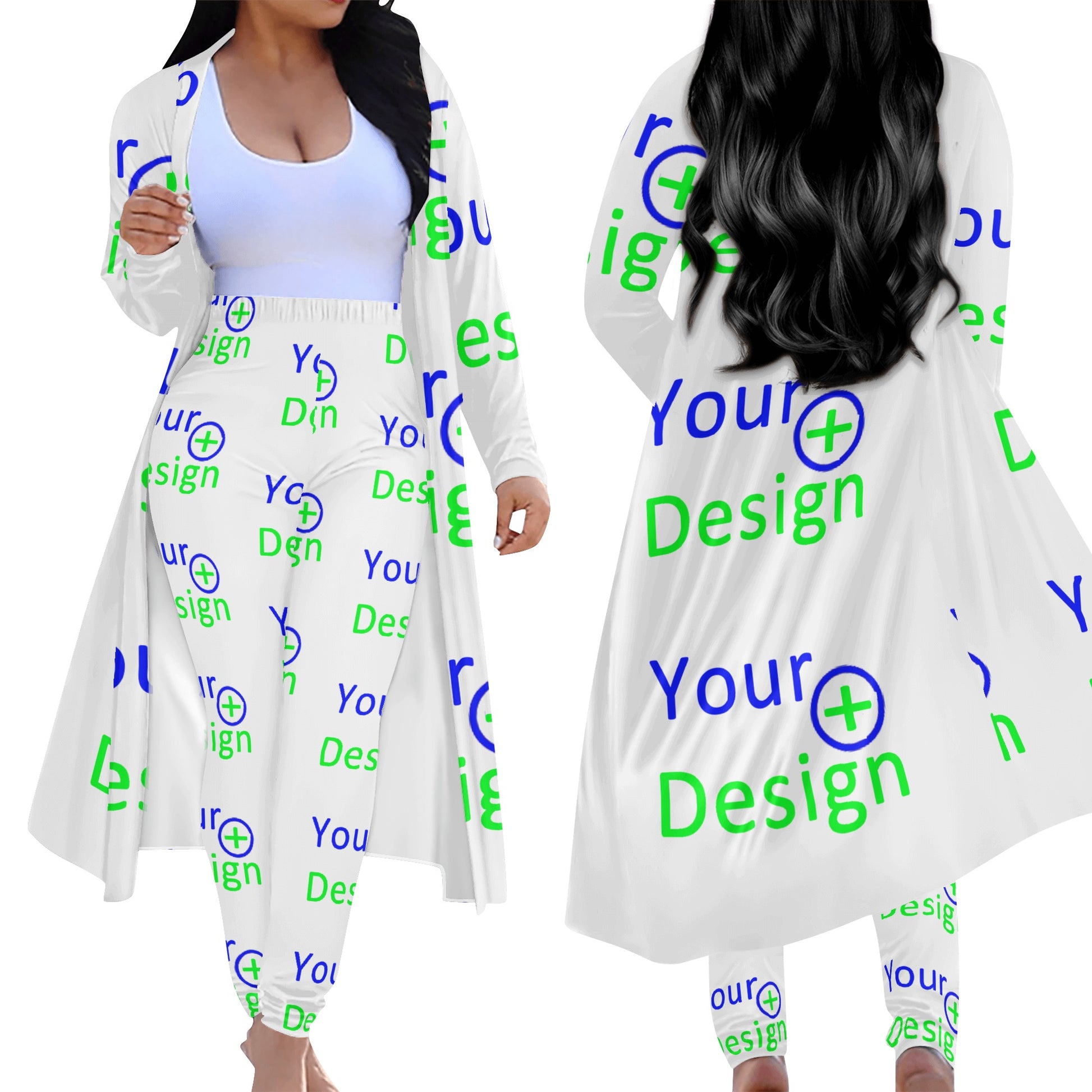 Womens Long Sleeve Cardigan and Leggings Sets-Your Design 