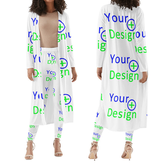 Womens Long Sleeve Cardigan and Leggings Sets-Custom Printed your design 