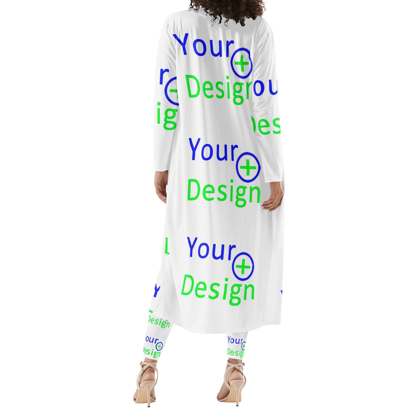 Womens Long Sleeve Cardigan and Leggings Sets-Custom Printed your design 