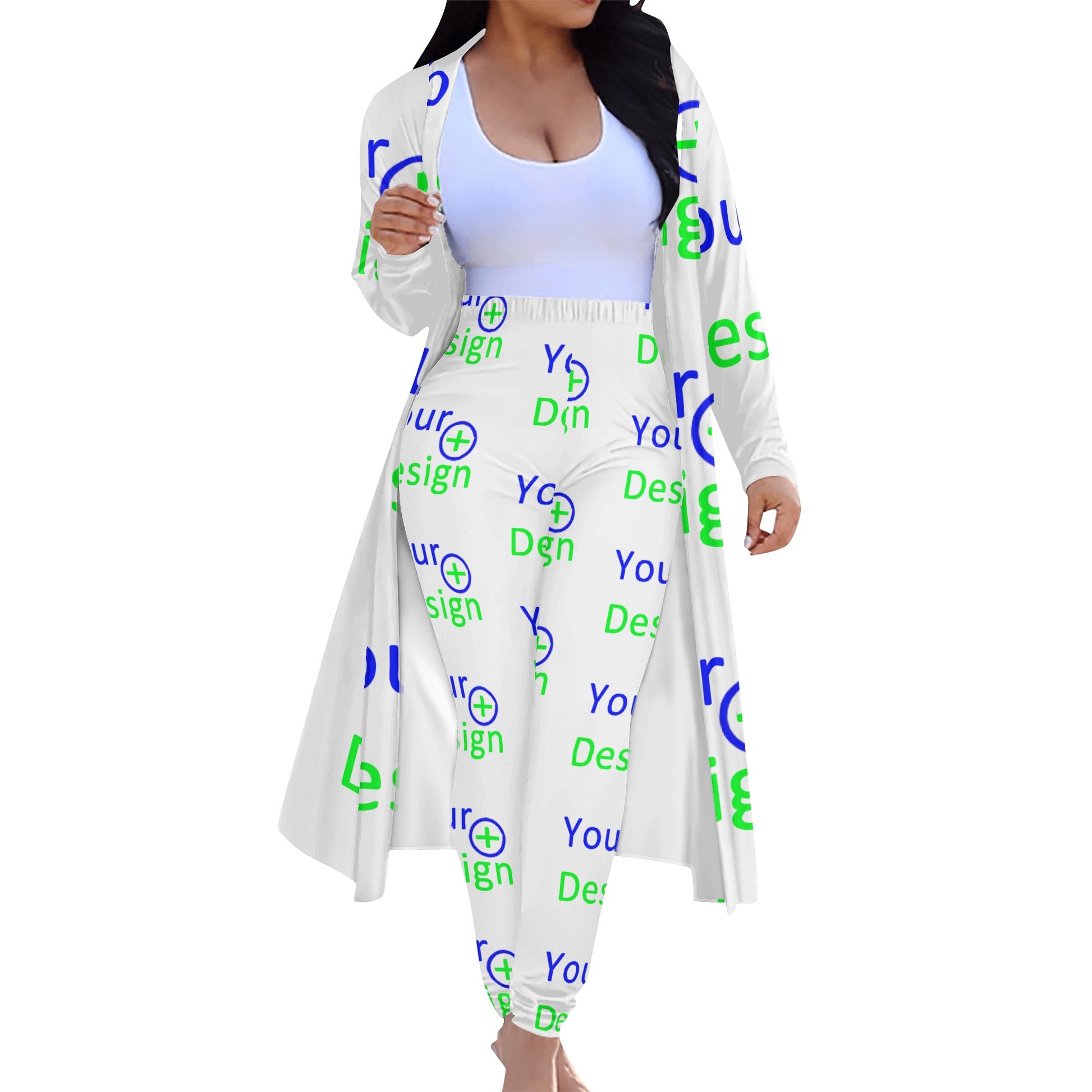 Womens Long Sleeve Cardigan and Leggings Sets-Custom Printed your design 