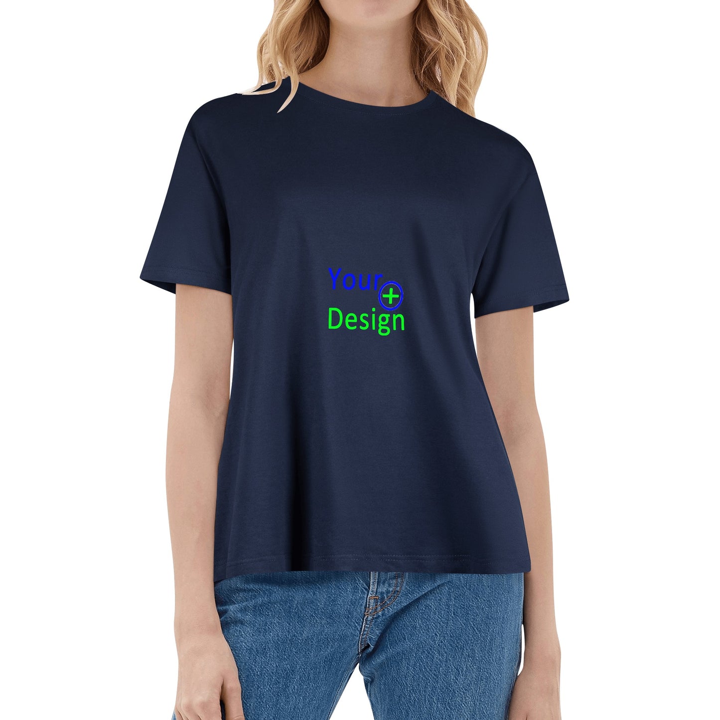 Womens Cotton Front & Back Printing T Shirt-Your Design 