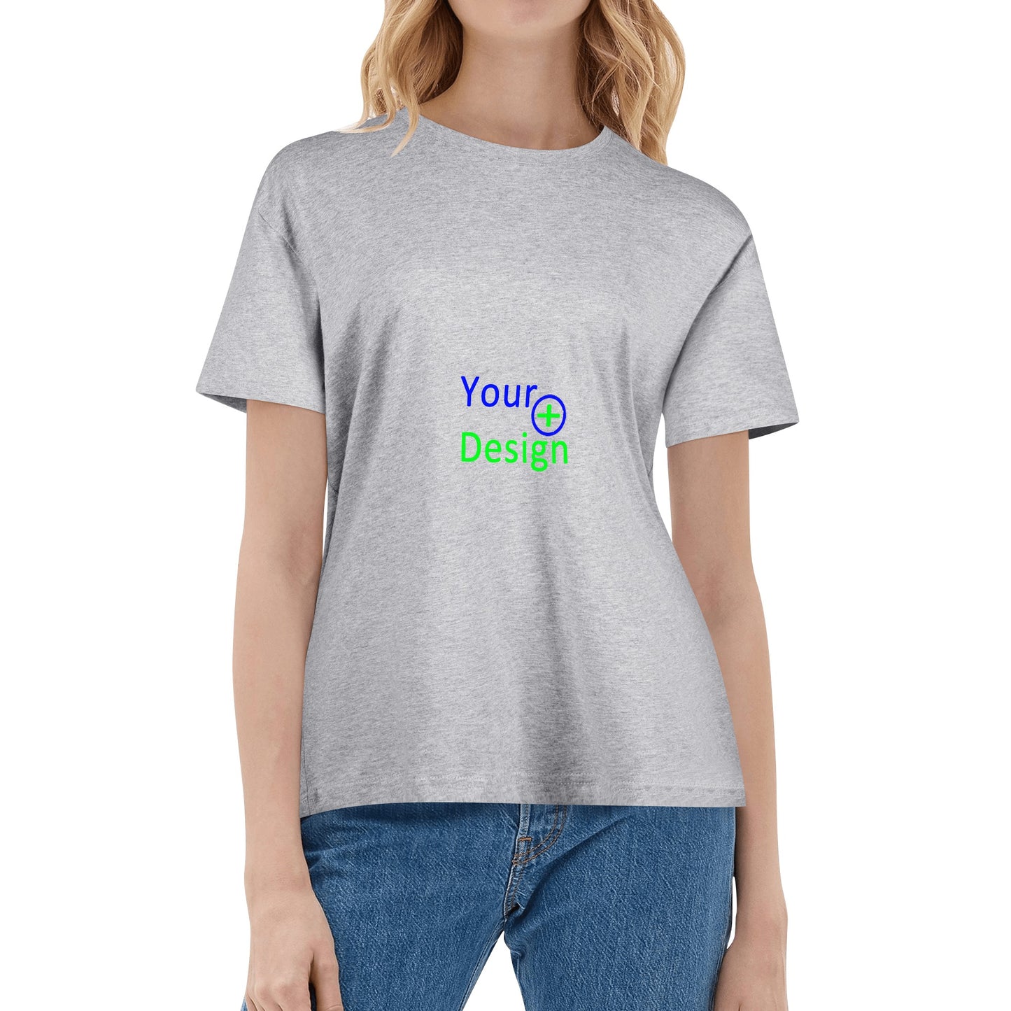 Womens Cotton Front & Back Printing T Shirt-Your Design 