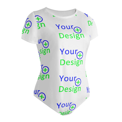 Womens Crew Neck Short Sleeve Slim Fit Bodysuit-Your design 